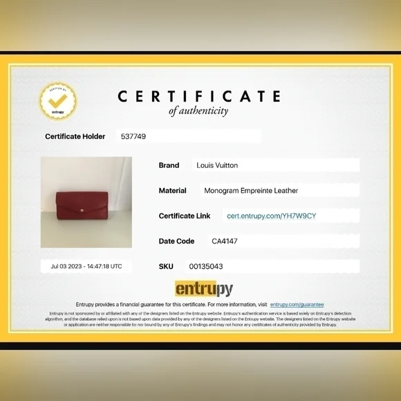 💎Authentic Louis Vuitton Empreinte Sarah Wallet Long Wallets Into Initials - Picture 10 of 13